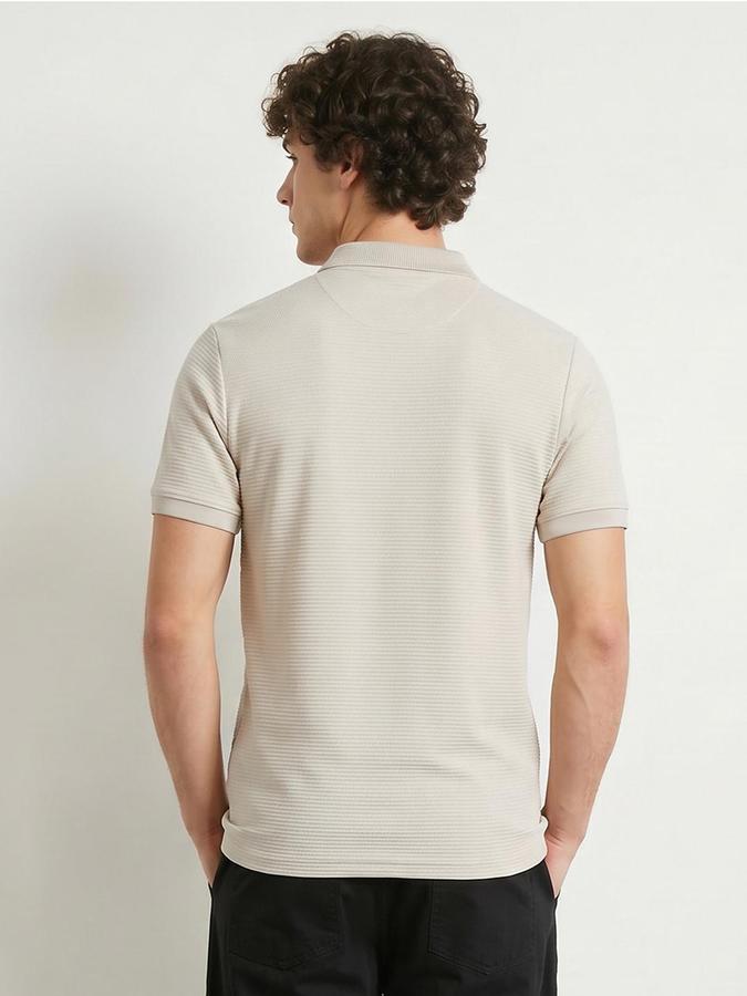R&B Beige Men Striped Short Sleeves Tshirt