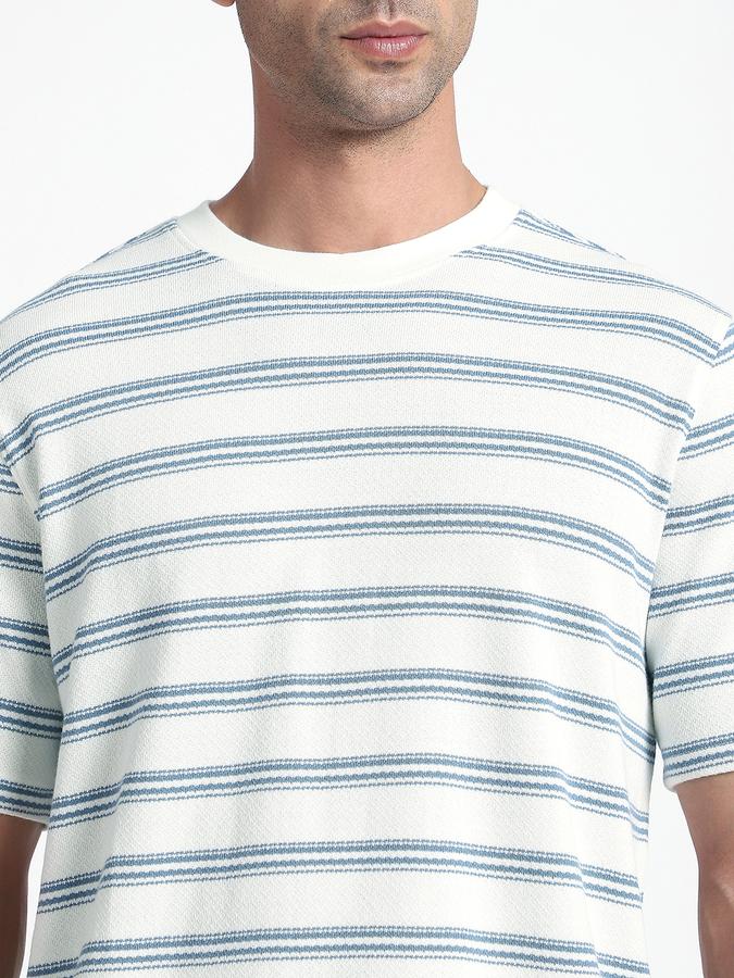 R&B Men's Ivory Striped T-Shirt