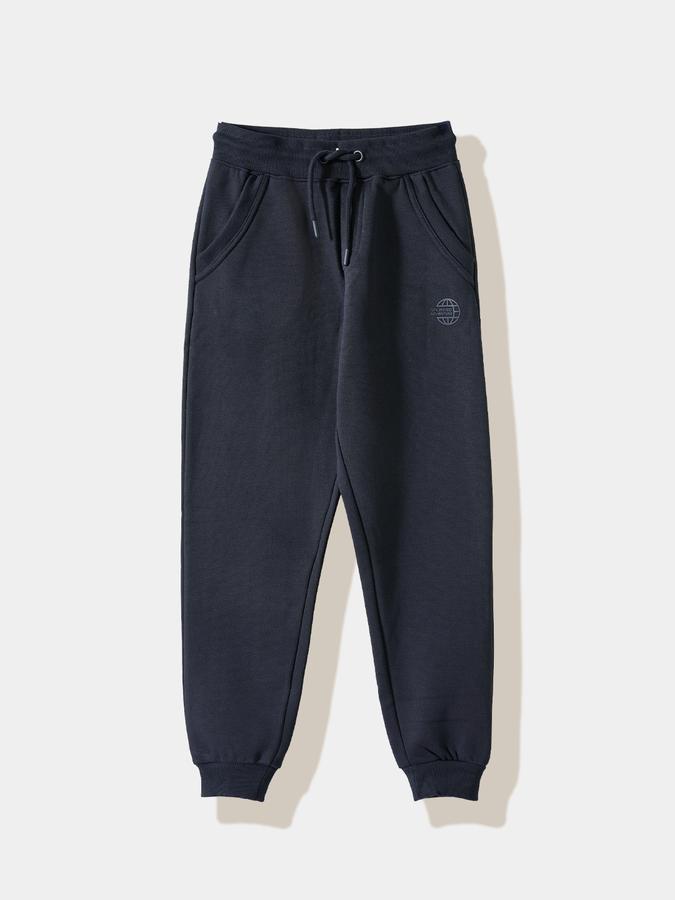 Boys Cotton Tapered Fit Drawstring Waist Cuffed Hem Joggers