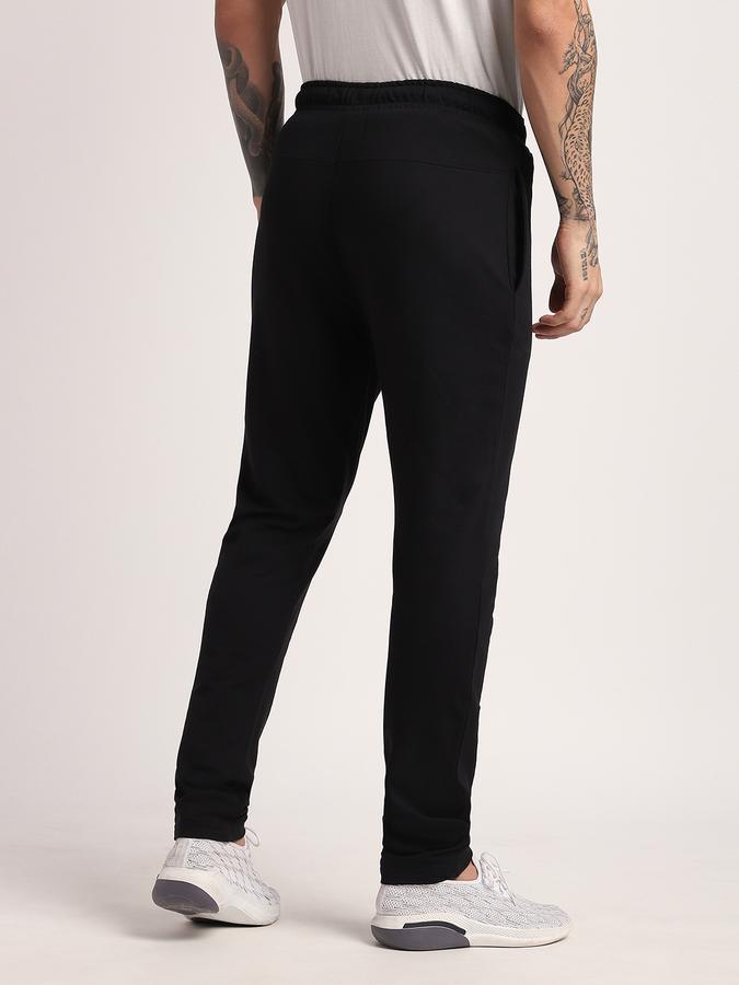 Men Cotton Regular Fit Drawstring Waist Open Hem Trackpants