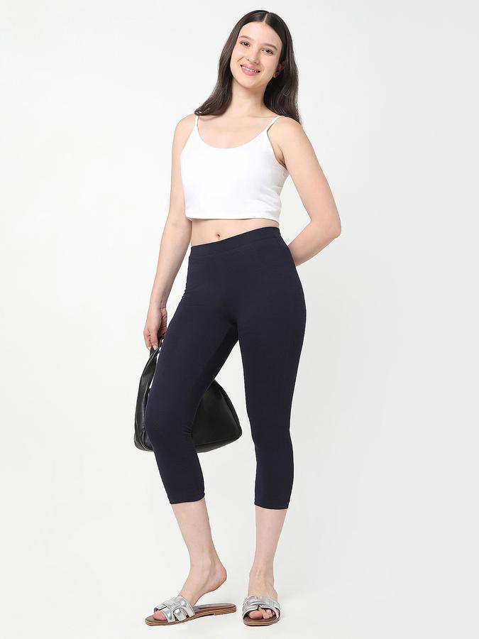 Women Cotton Blend Skinny Fit High Rise Solid Tights