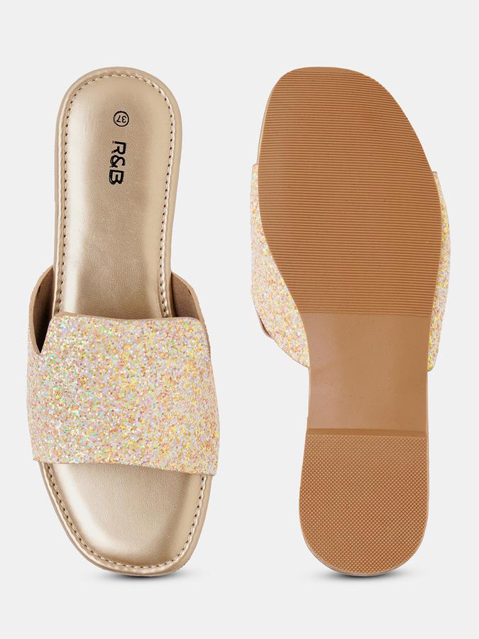 R&B Women Gold Flat Sandals image number 3