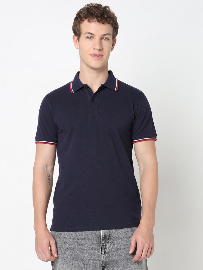 Contrast Tipping Polo T-Shirt with Short Sleeves