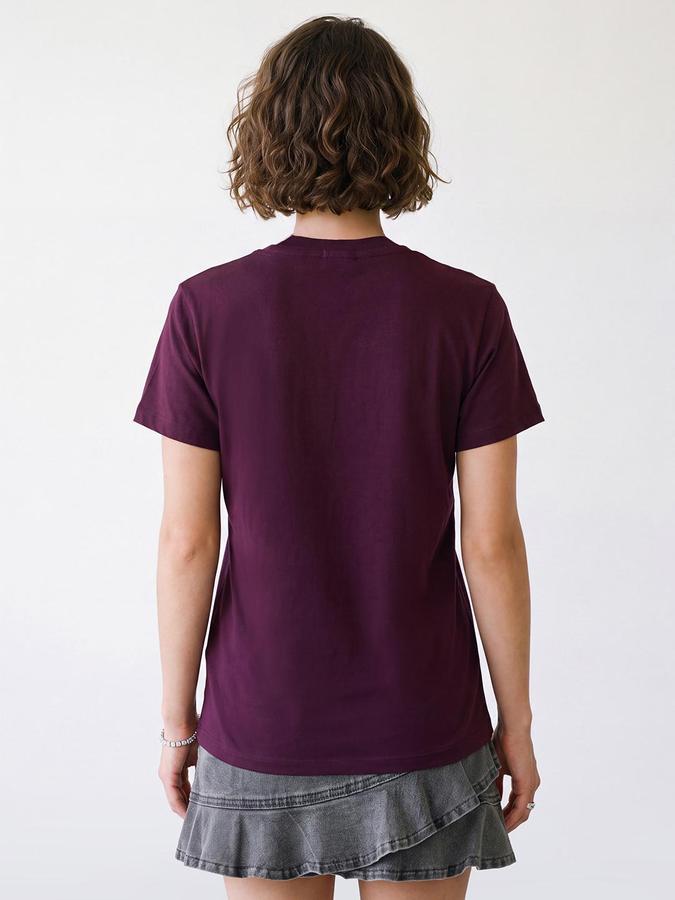 R&B Women Purple Short Sleeve Round Neck Typography Graphic Print T-Shirt