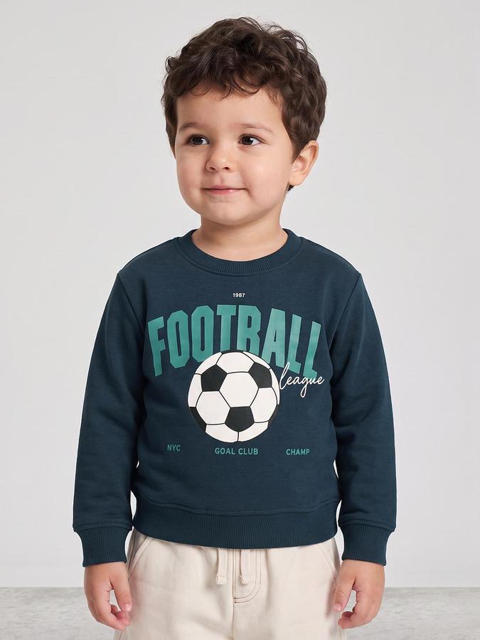 R&B Boys Green Graphic Print Round Neck Long Sleeves Sweatshirt