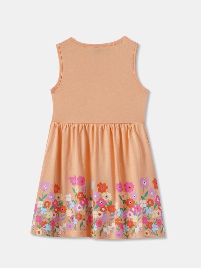 Girls Floral Print A-Line Dress image number 1