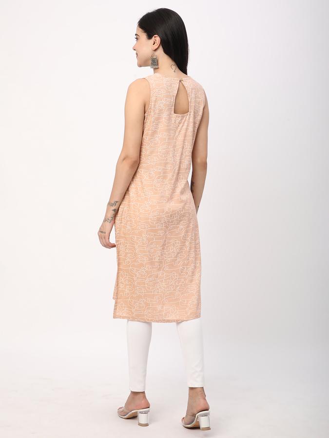 Women Rayon Regular Fit Round Neck Printed Kurta