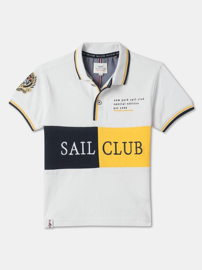 Boys Typographic Print Regular Fit Polo T-shirt image number 0