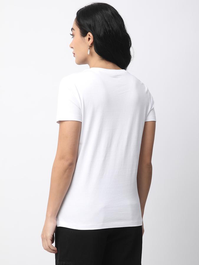 Women Cotton Slim Fit Round Neck Graphic T-shirt