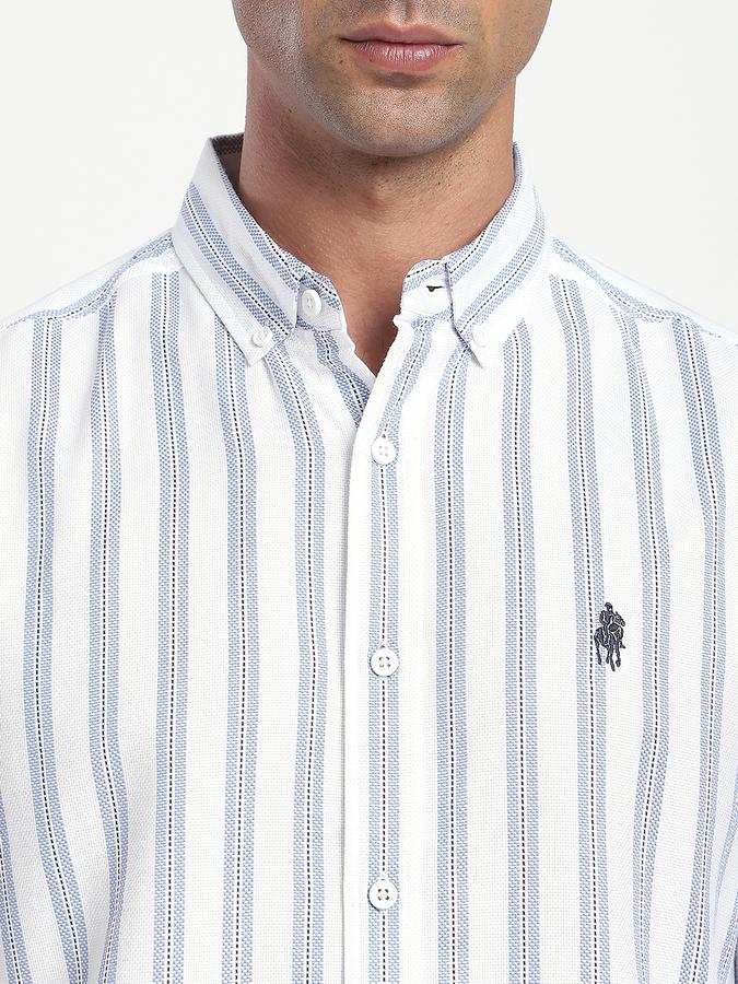 Men Cotton Regular Fit Button-Down Collar Striped Shirt