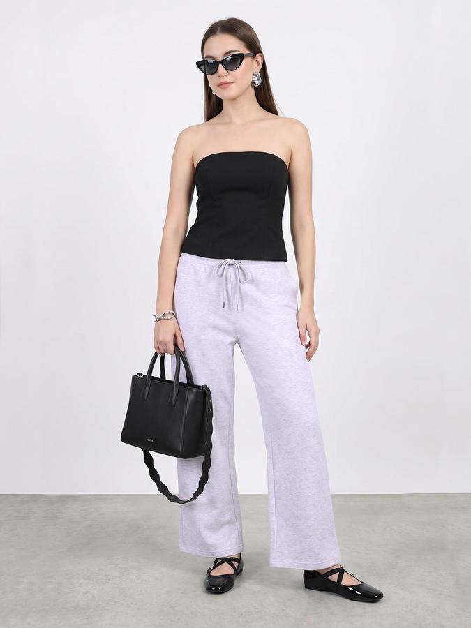 R&B Women Ecru Melange Relaxed Fit Trackpant 