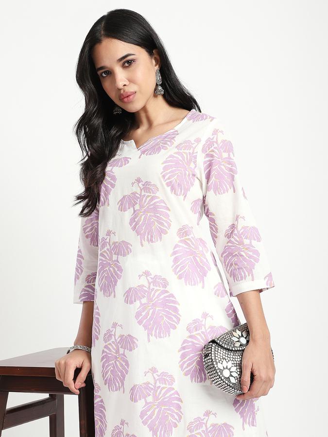 Women Cotton Regular Fit Round Neck Printed Kurta
