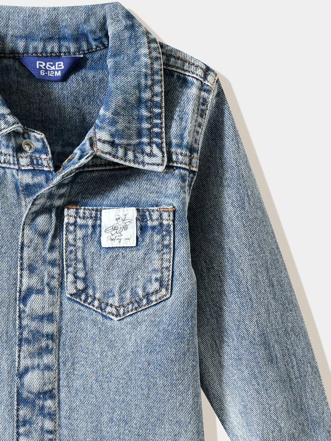 Boys Denim Regular Fit Long Sleeve Pocket Shirt
