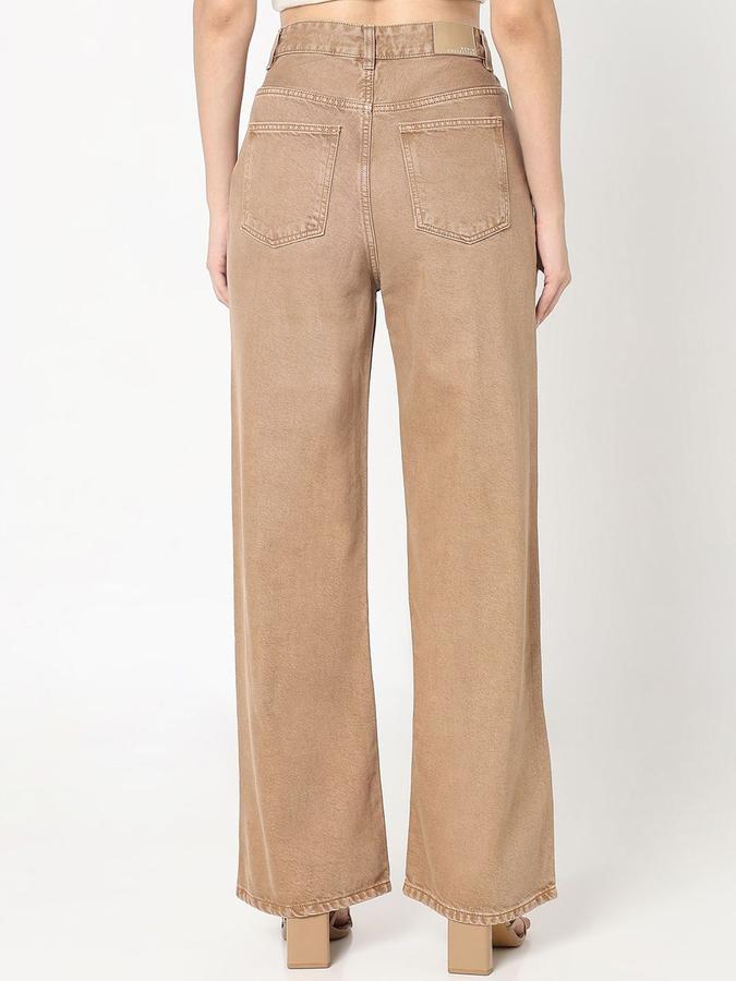 R&B Women Brown Straight Fit High-Rise Jeans