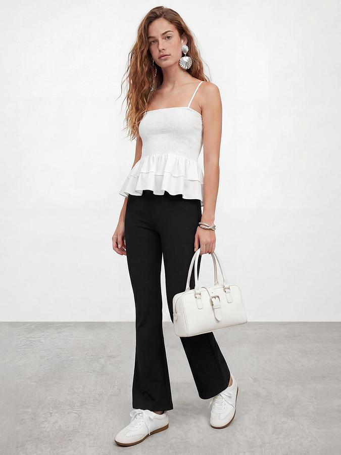 R&B Women Black High Rise Flared Trackpant 