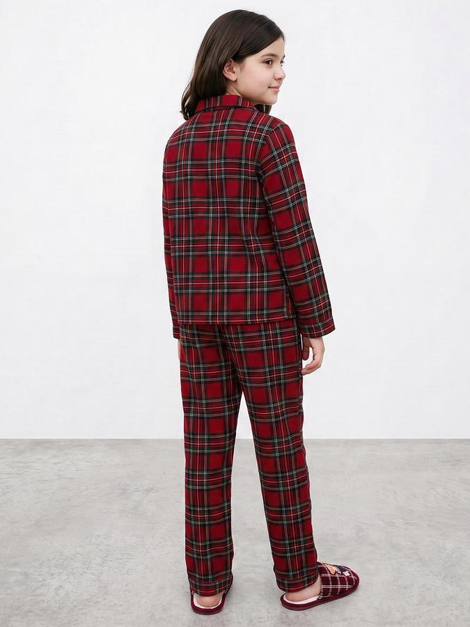 R&B Girls Red Check Long Sleeve Shirt and Pyjama Set