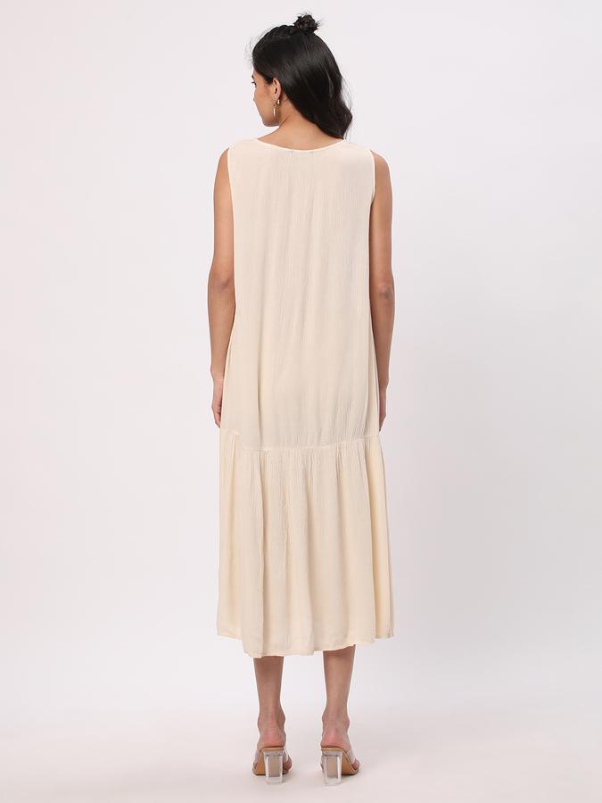 Women Rayon Embroidered Tiered Ethnic Dress