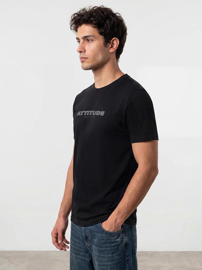 R&B Black Men Printed Short Sleeves Tshirt