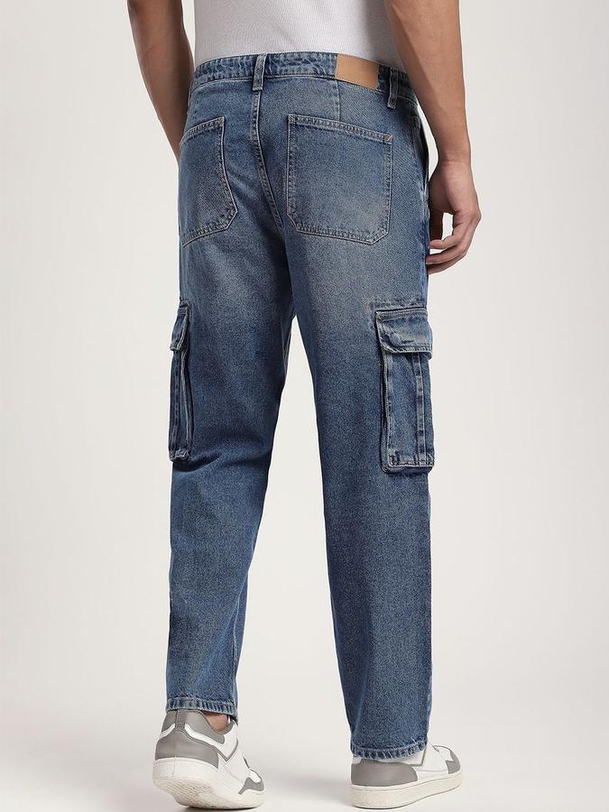 R&B Men Mid Blue Relaxed Fit Mid-Rise Jeans