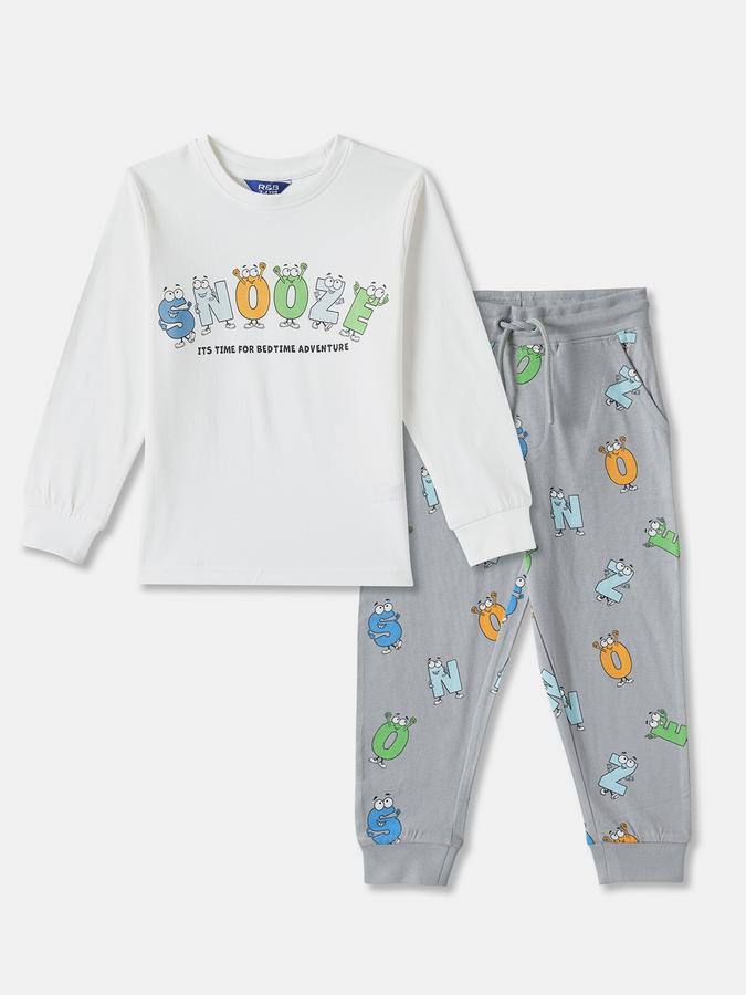 Boys Cotton Regular Fit Round Neck Graphic Print Sleepwear Set