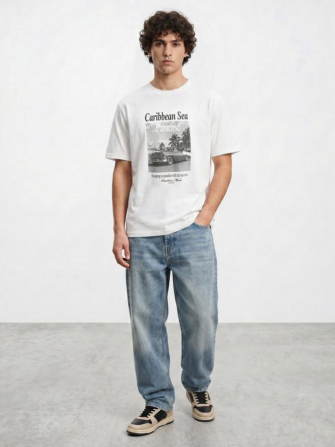 R&B Off White Men Printed Short Sleeves Tshirt