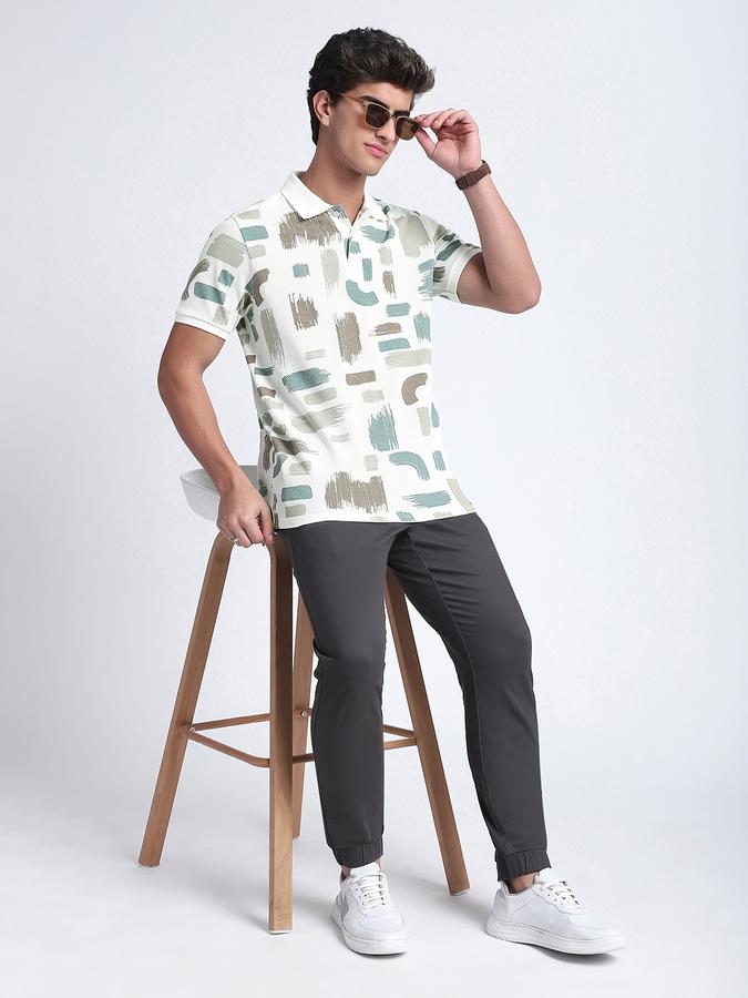 Men Cotton Regular Fit Polo Neck Graphic T-shirt