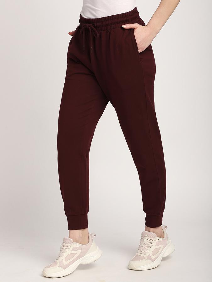 R&B Women Wine Solid Joggers