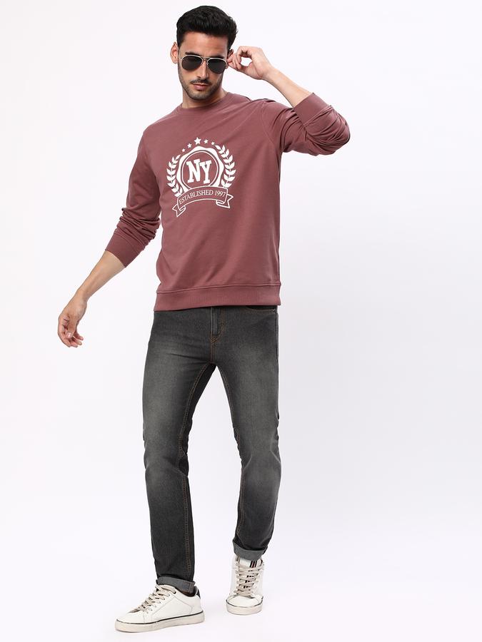 Men Regular Fit Typographic Print Round-Neck Sweatshirt image number 1