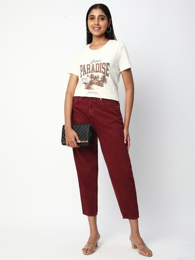 Women Cotton Regular Fit Crew Neck Graphic T-shirt
