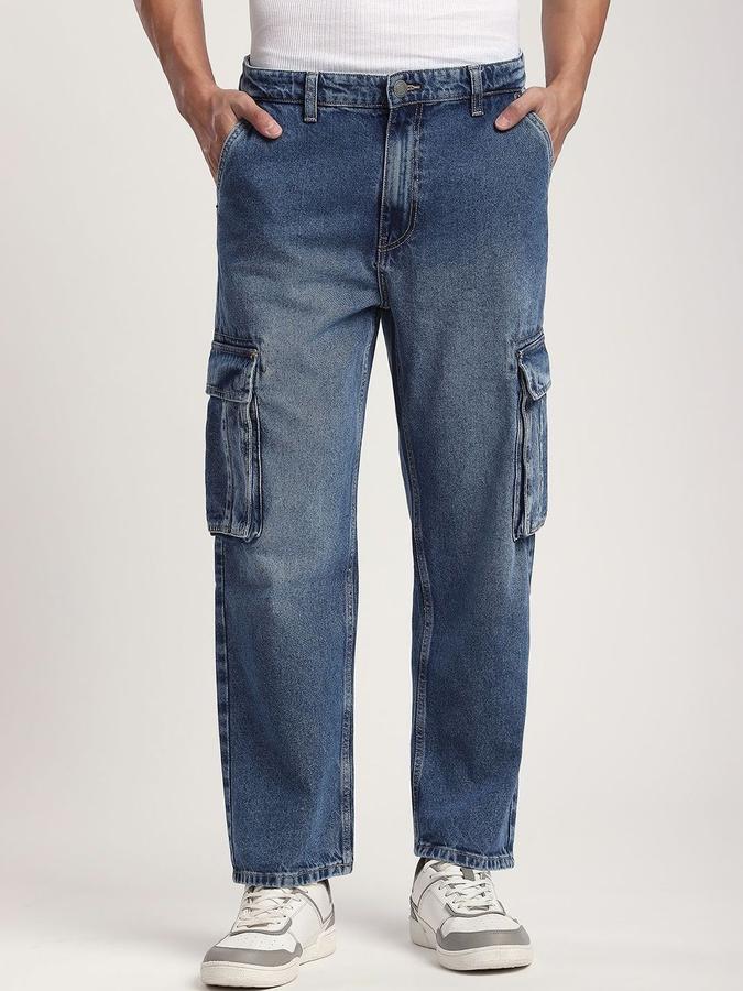 R&B Men Mid Blue Relaxed Fit Mid-Rise Jeans