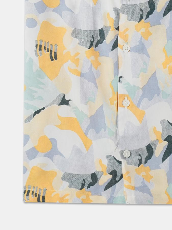 Boys Regular Fit Short Sleeve Camp Collar Shirt