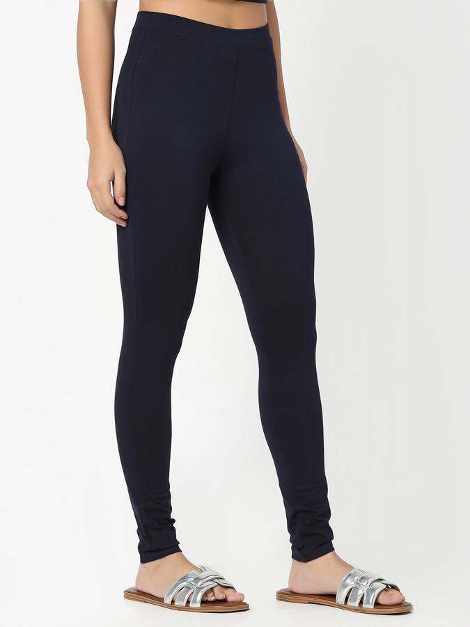 R&B Women Navy Solid Leggings