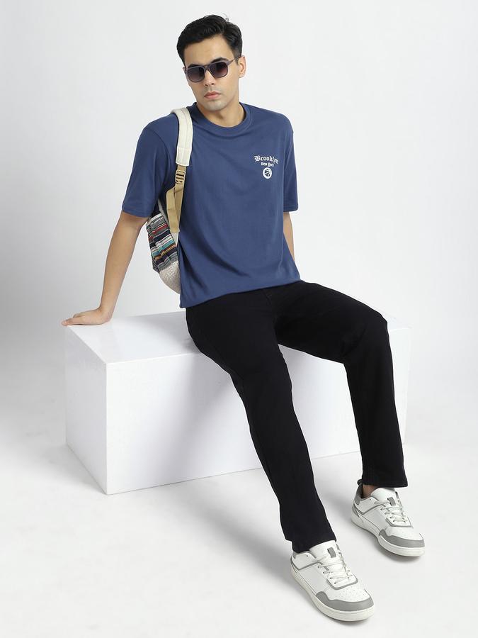 Men Cotton Relaxed Fit Crew Neck Graphic T-shirt