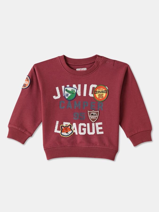 R&B Boys' Maroon Printed Sweatshirt