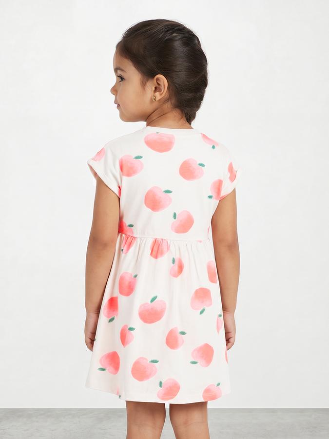 R&B Girl Yellow Printed Pure Cotton Short Sleeves Fit and Flare Dress
