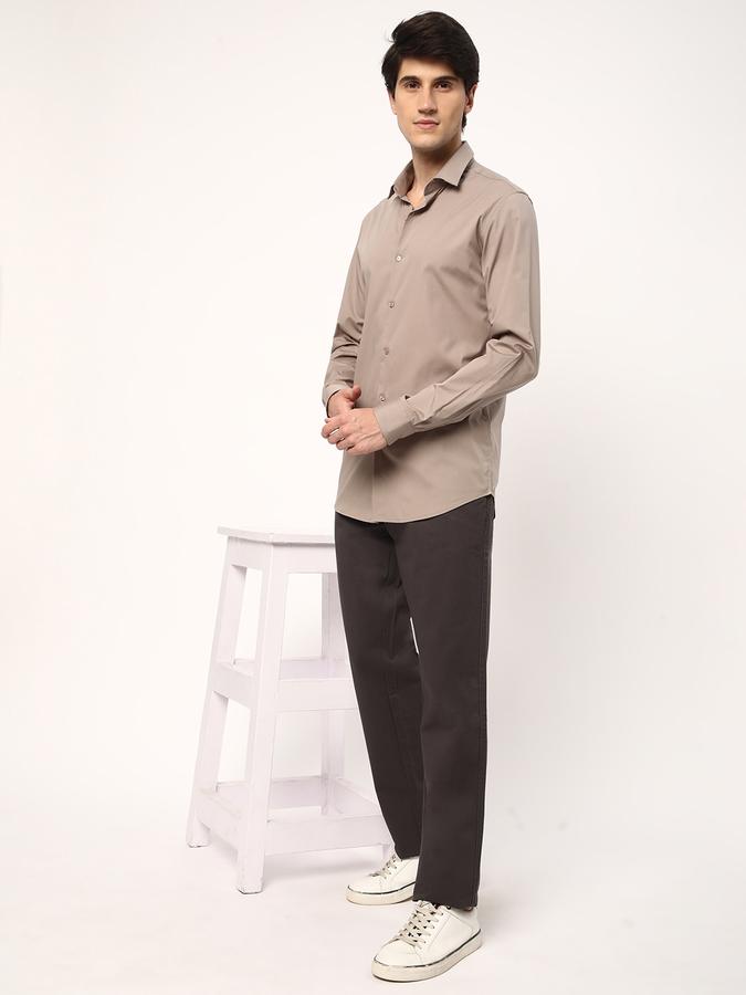 Men Flat-Front Slim Fit Trousers image number 1