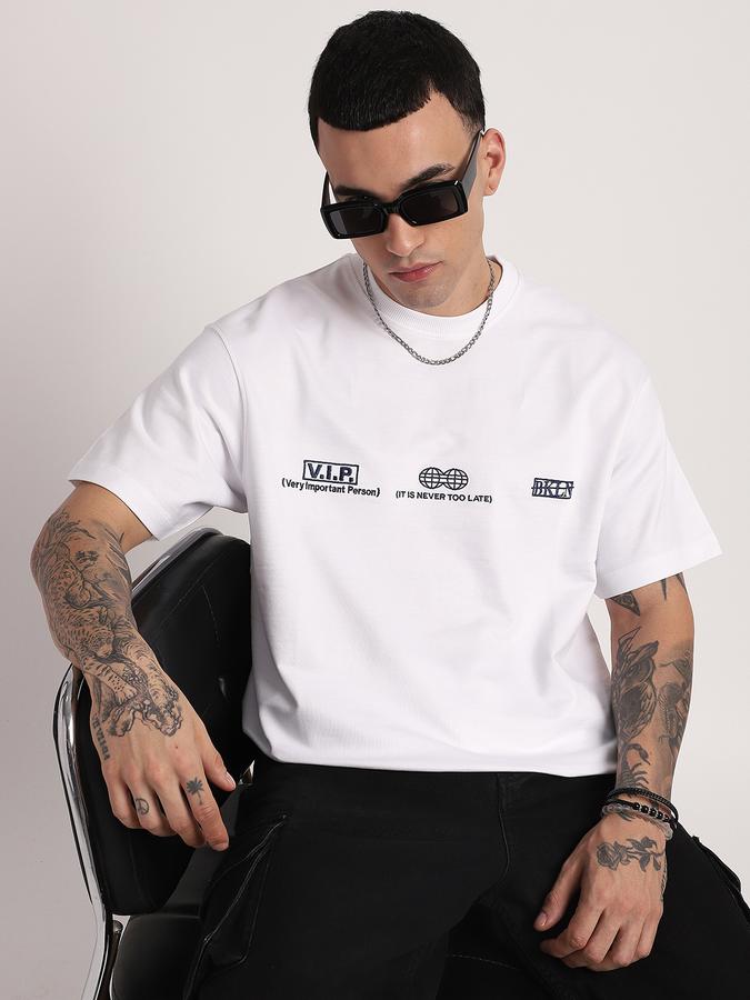 R&B Men's White Printed T-Shirt