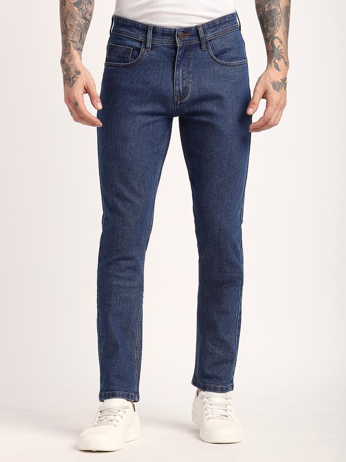 Men Cotton Blend Slim Fit Mid Rise Clean Look Jeans