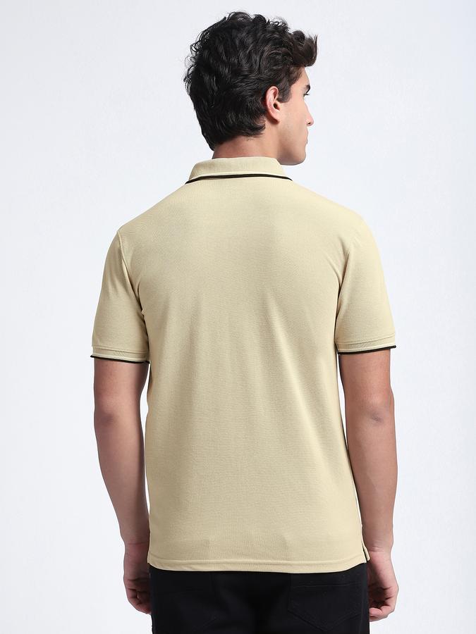 Men Cotton Blend Slim Fit Polo Neck Solid T-shirt