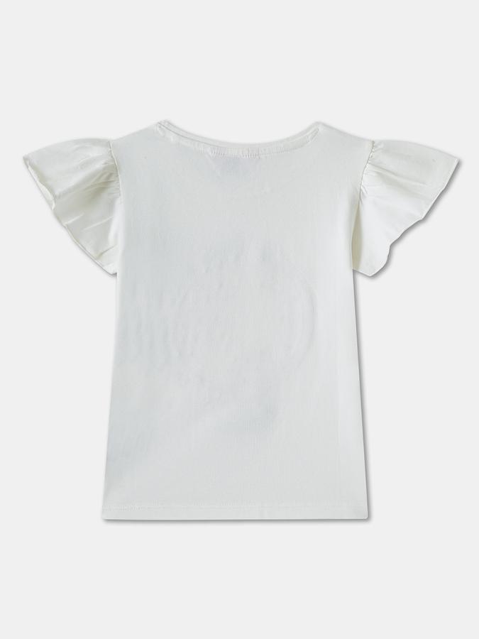 R&B Girls' Ivory Embellished T-Shirt