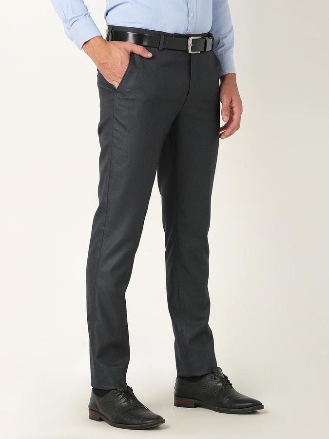 Men Slim Fit Flat-Front Trousers image number 2