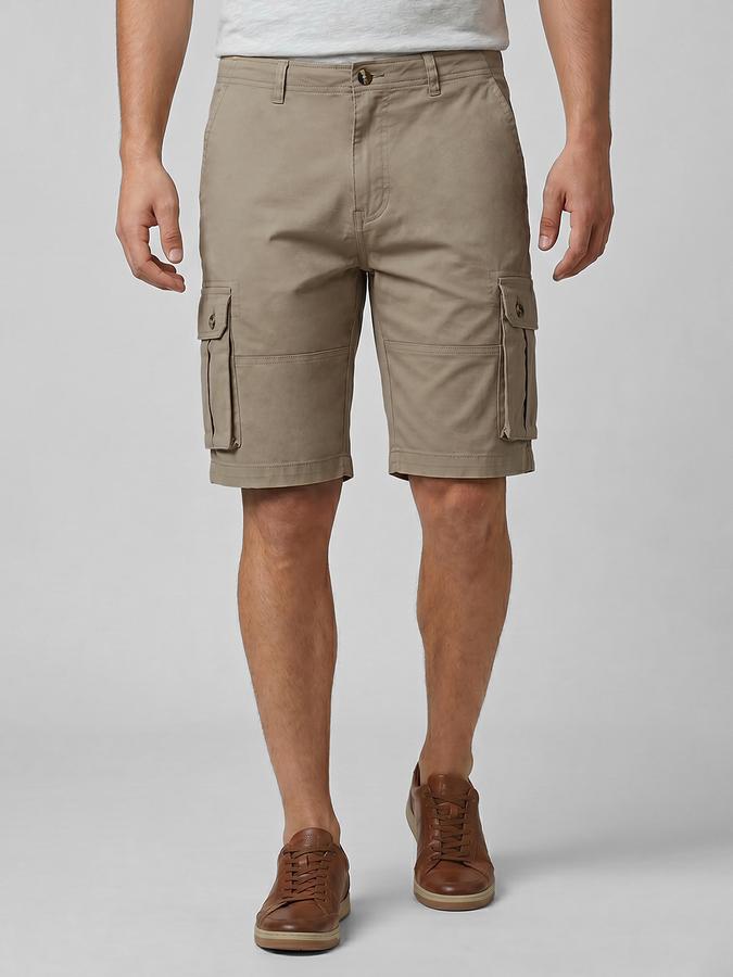 R&B Beige Men Knee Length Mid-Rise Relaxed Fit Shorts