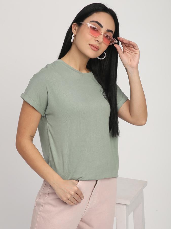 Women Viscose Regular Fit Round Neck Solid Top