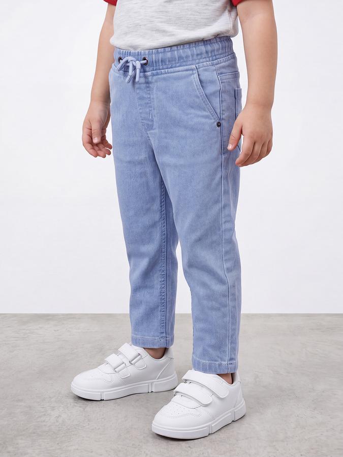 R&B Boys Light Blue Solid Mid Rise Stretchable Jeans
