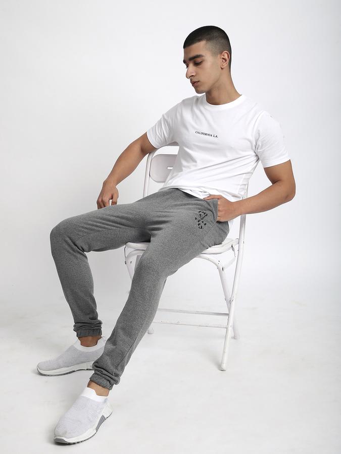 Men Polycotton Regular Fit Drawstring Waist Cuffed Hem Trackpants