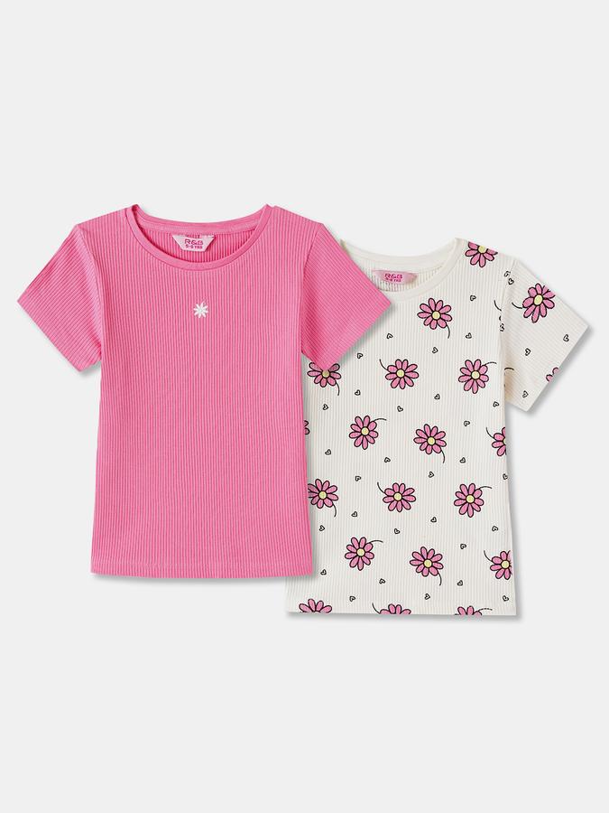 Printed Top with Crew Neck and Short Sleeves