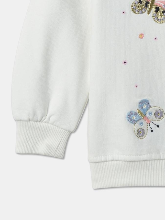 Girls Floral Regular Fit Full Sleeve Crew Neck SweaT-Shirt