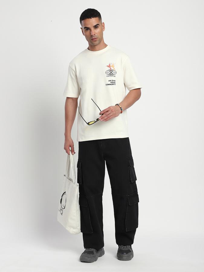 R&B Men's Ivory Printed T-Shirt