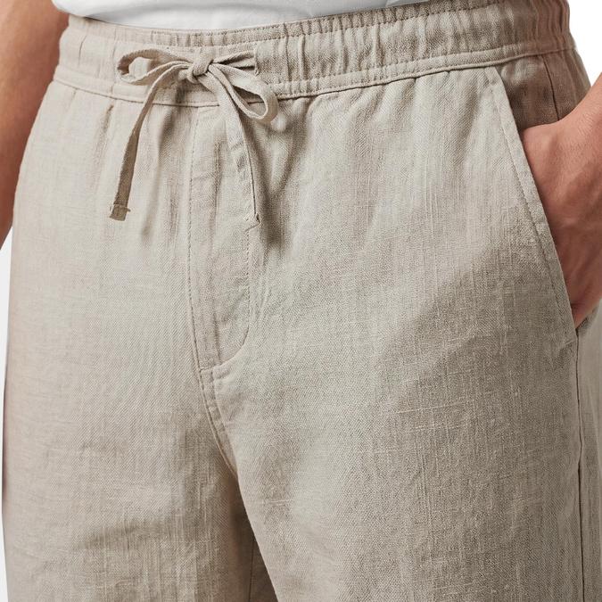 R&B Beige Solid Men Regular Fit Trousers