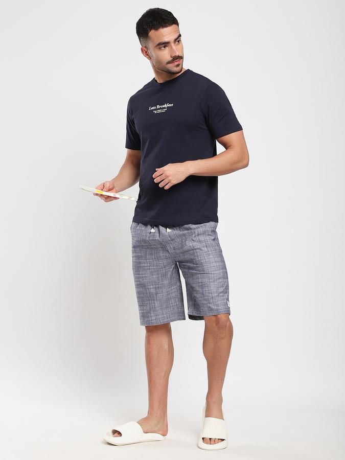 Men Cotton Relaxed Fit Drawstring Solid Sleep Shorts